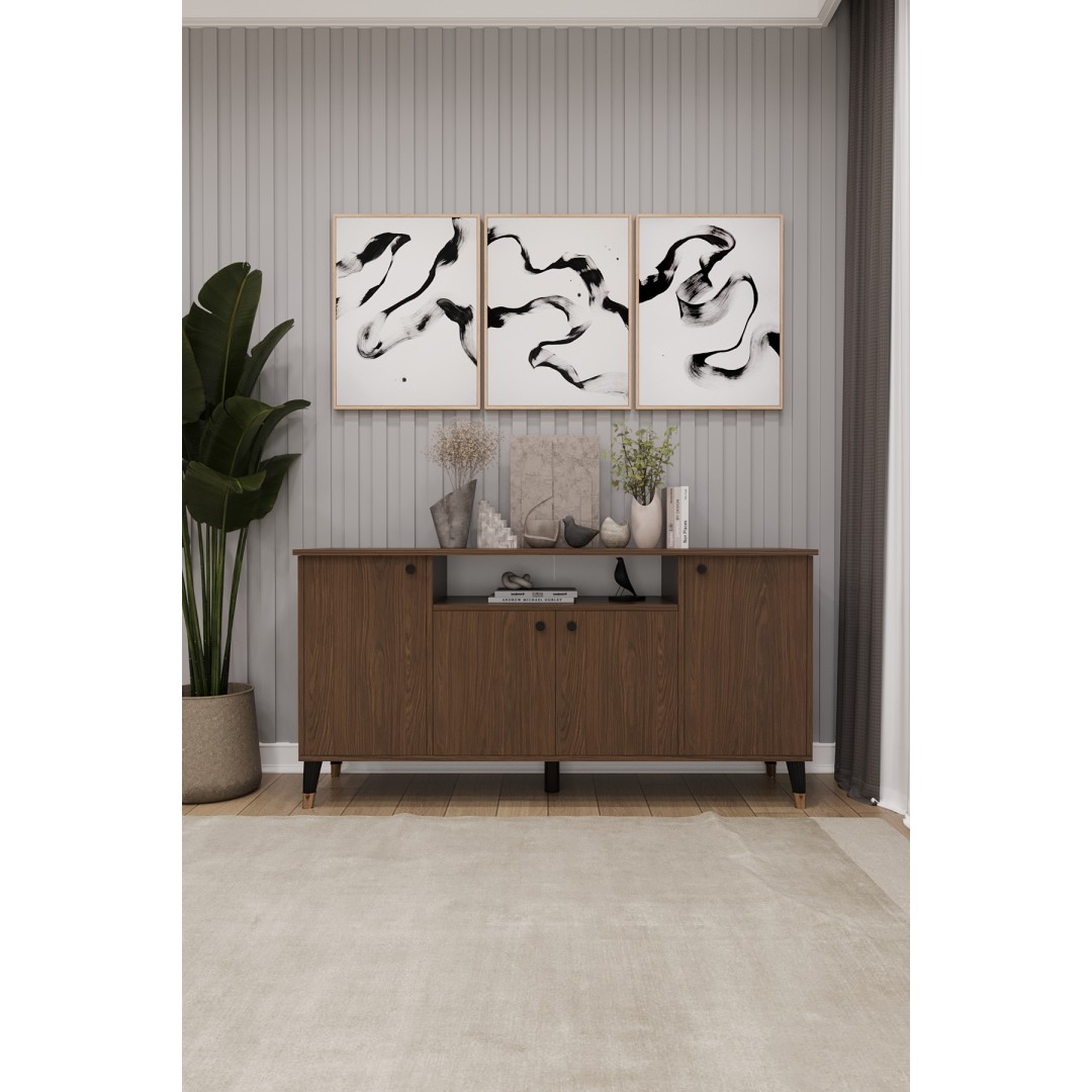 Modern Konsol – 4 Kapaklı Çok Amaçlı Dolap, Şık Saklama Ünitesi MDFLAM–Salon, Yemek Odası KNSL-02 Modern Konsol – 4 Kapaklı Çok Amaçlı Dolap, Şık Saklama Ünitesi MDFLAM–Salon, Yemek Odası KNSL-02