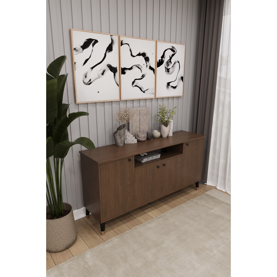 Modern Konsol – 4 Kapaklı Çok Amaçlı Dolap, Şık Saklama Ünitesi MDFLAM–Salon, Yemek Odası KNSL-02 Modern Konsol – 4 Kapaklı Çok Amaçlı Dolap, Şık Saklama Ünitesi MDFLAM–Salon, Yemek Odası KNSL-02