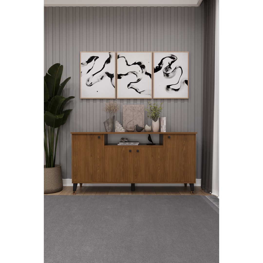 Modern Konsol – 4 Kapaklı Çok Amaçlı Dolap, Şık Saklama Ünitesi MDFLAM–Salon, Yemek Odası KNSL-02 Modern Konsol – 4 Kapaklı Çok Amaçlı Dolap, Şık Saklama Ünitesi MDFLAM–Salon, Yemek Odası KNSL-02