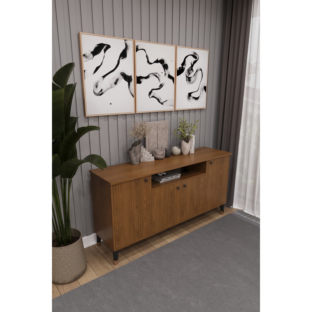 Modern Konsol – 4 Kapaklı Çok Amaçlı Dolap, Şık Saklama Ünitesi MDFLAM–Salon, Yemek Odası KNSL-02 Modern Konsol – 4 Kapaklı Çok Amaçlı Dolap, Şık Saklama Ünitesi MDFLAM–Salon, Yemek Odası KNSL-02