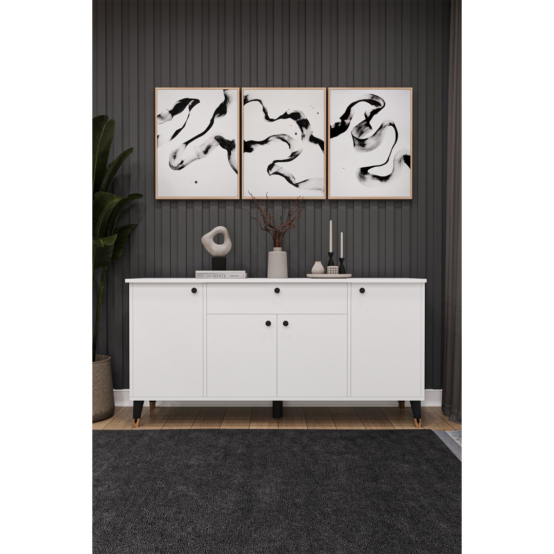 Çekmeceli Modern Konsol – 4 Kapaklı Dolap Salon & Yemek Odası Büfesi KNSL-03 Çekmeceli Modern Konsol – 4 Kapaklı Dolap Salon & Yemek Odası Büfesi KNSL-03