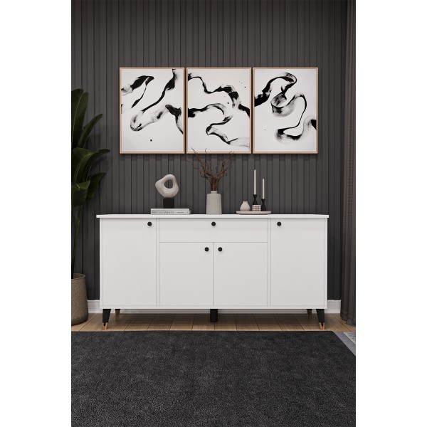 Çekmeceli Modern Konsol – 4 Kapaklı Dolap Salon & Yemek Odası Büfesi KNSL-03 Çekmeceli Modern Konsol – 4 Kapaklı Dolap Salon & Yemek Odası Büfesi KNSL-03