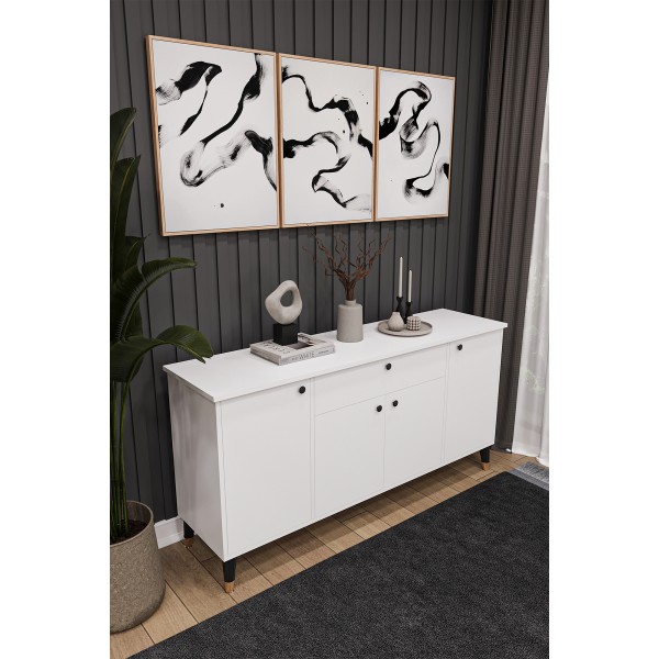 Çekmeceli Modern Konsol – 4 Kapaklı Dolap Salon & Yemek Odası Büfesi KNSL-03 Çekmeceli Modern Konsol – 4 Kapaklı Dolap Salon & Yemek Odası Büfesi KNSL-03