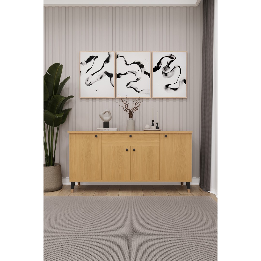 Çekmeceli Modern Konsol – 4 Kapaklı Dolap Salon & Yemek Odası Büfesi KNSL-03 Çekmeceli Modern Konsol – 4 Kapaklı Dolap Salon & Yemek Odası Büfesi KNSL-03