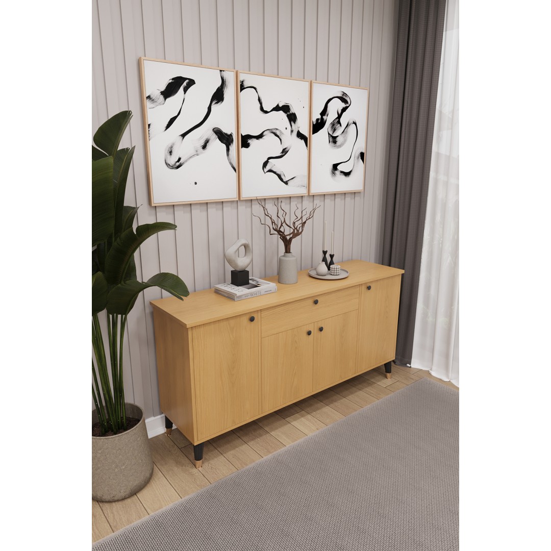 Çekmeceli Modern Konsol – 4 Kapaklı Dolap Salon & Yemek Odası Büfesi KNSL-03 Çekmeceli Modern Konsol – 4 Kapaklı Dolap Salon & Yemek Odası Büfesi KNSL-03