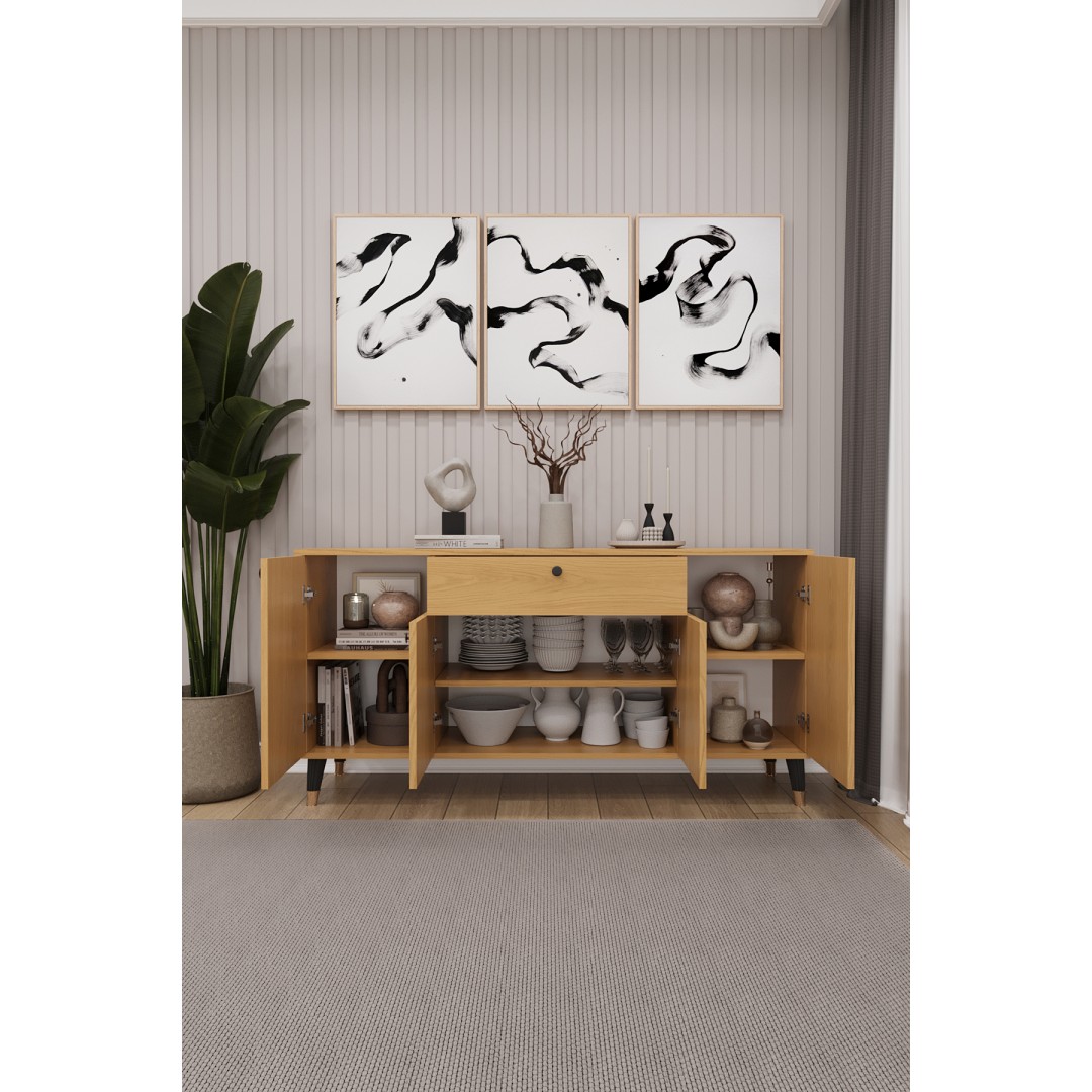 Çekmeceli Modern Konsol – 4 Kapaklı Dolap Salon & Yemek Odası Büfesi KNSL-03 Çekmeceli Modern Konsol – 4 Kapaklı Dolap Salon & Yemek Odası Büfesi KNSL-03