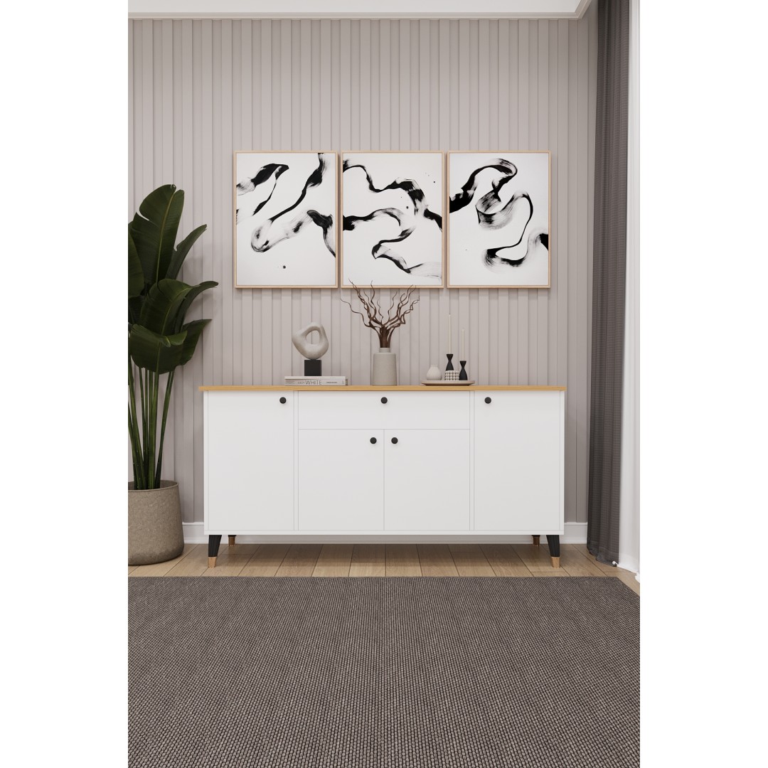 Çekmeceli Modern Konsol – 4 Kapaklı Dolap Salon & Yemek Odası Büfesi KNSL-03 Çekmeceli Modern Konsol – 4 Kapaklı Dolap Salon & Yemek Odası Büfesi KNSL-03