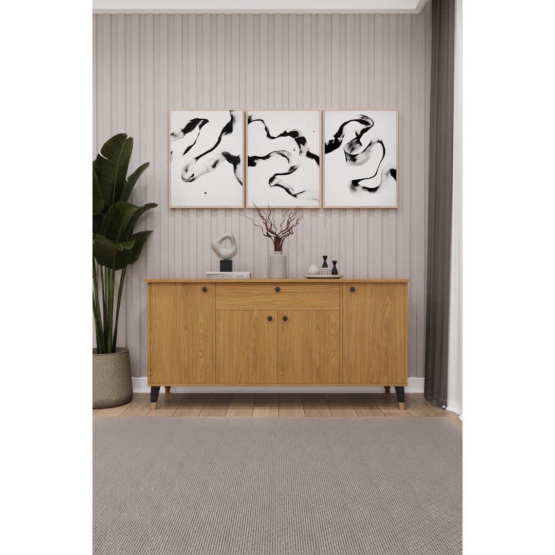 Çekmeceli Modern Konsol – 4 Kapaklı Dolap Salon & Yemek Odası Büfesi KNSL-03 Çekmeceli Modern Konsol – 4 Kapaklı Dolap Salon & Yemek Odası Büfesi KNSL-03