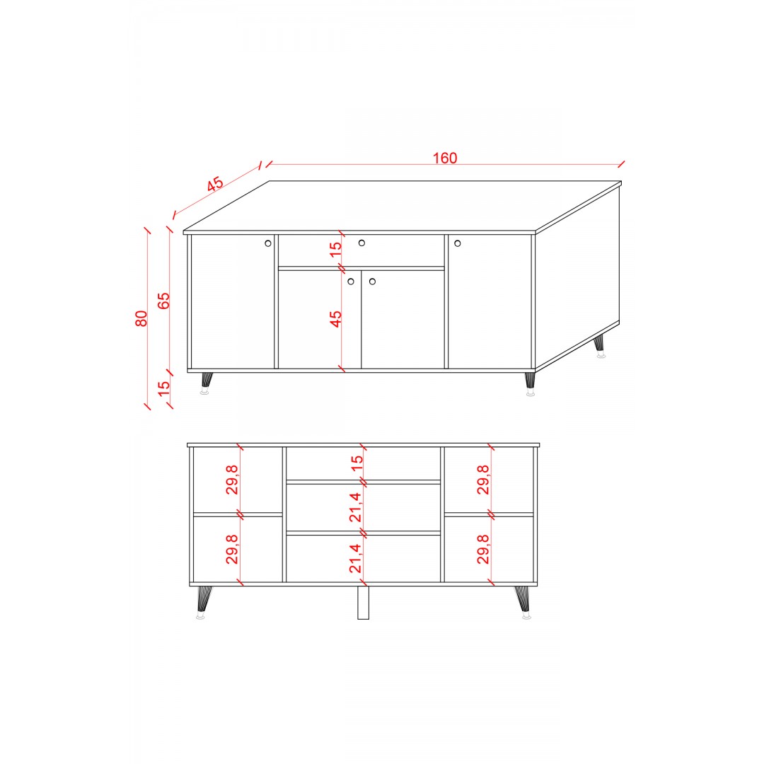 Çekmeceli Modern Konsol – 4 Kapaklı Dolap Salon & Yemek Odası Büfesi KNSL-03 Çekmeceli Modern Konsol – 4 Kapaklı Dolap Salon & Yemek Odası Büfesi KNSL-03