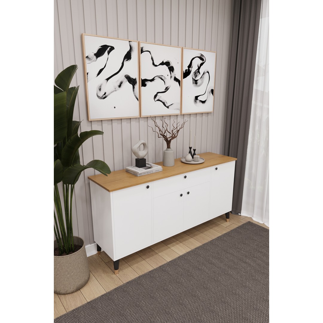 Çekmeceli Modern Konsol – 4 Kapaklı Dolap Salon & Yemek Odası Büfesi KNSL-03 Çekmeceli Modern Konsol – 4 Kapaklı Dolap Salon & Yemek Odası Büfesi KNSL-03