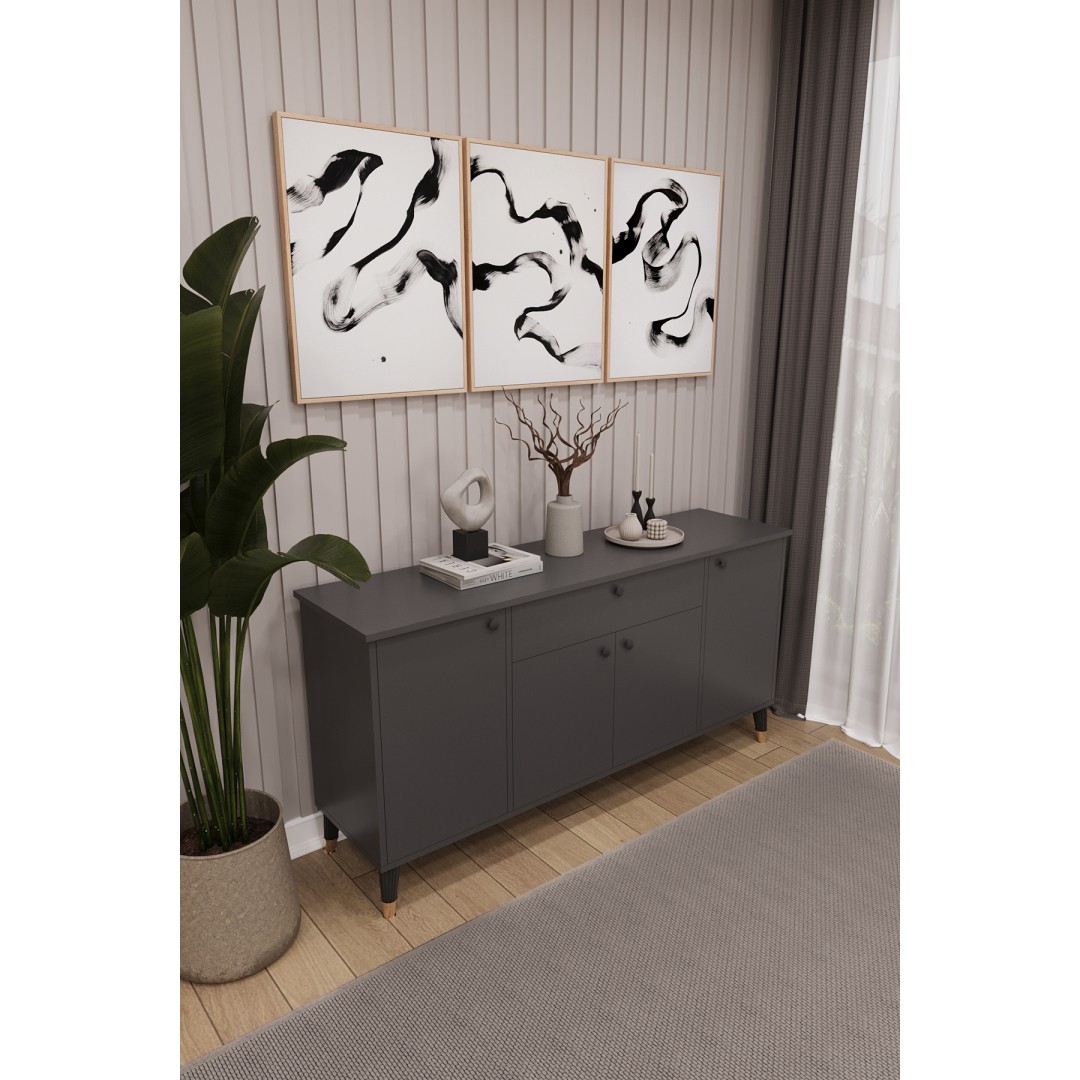 Çekmeceli Modern Konsol – 4 Kapaklı Dolap Salon & Yemek Odası Büfesi KNSL-03 Çekmeceli Modern Konsol – 4 Kapaklı Dolap Salon & Yemek Odası Büfesi KNSL-03