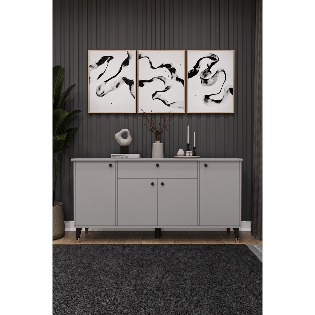 Çekmeceli Modern Konsol – 4 Kapaklı Dolap Salon & Yemek Odası Büfesi KNSL-03 Çekmeceli Modern Konsol – 4 Kapaklı Dolap Salon & Yemek Odası Büfesi KNSL-03