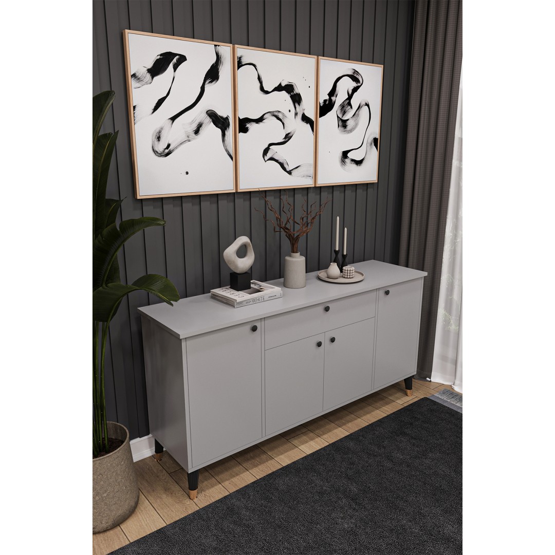 Çekmeceli Modern Konsol – 4 Kapaklı Dolap Salon & Yemek Odası Büfesi KNSL-03 Çekmeceli Modern Konsol – 4 Kapaklı Dolap Salon & Yemek Odası Büfesi KNSL-03