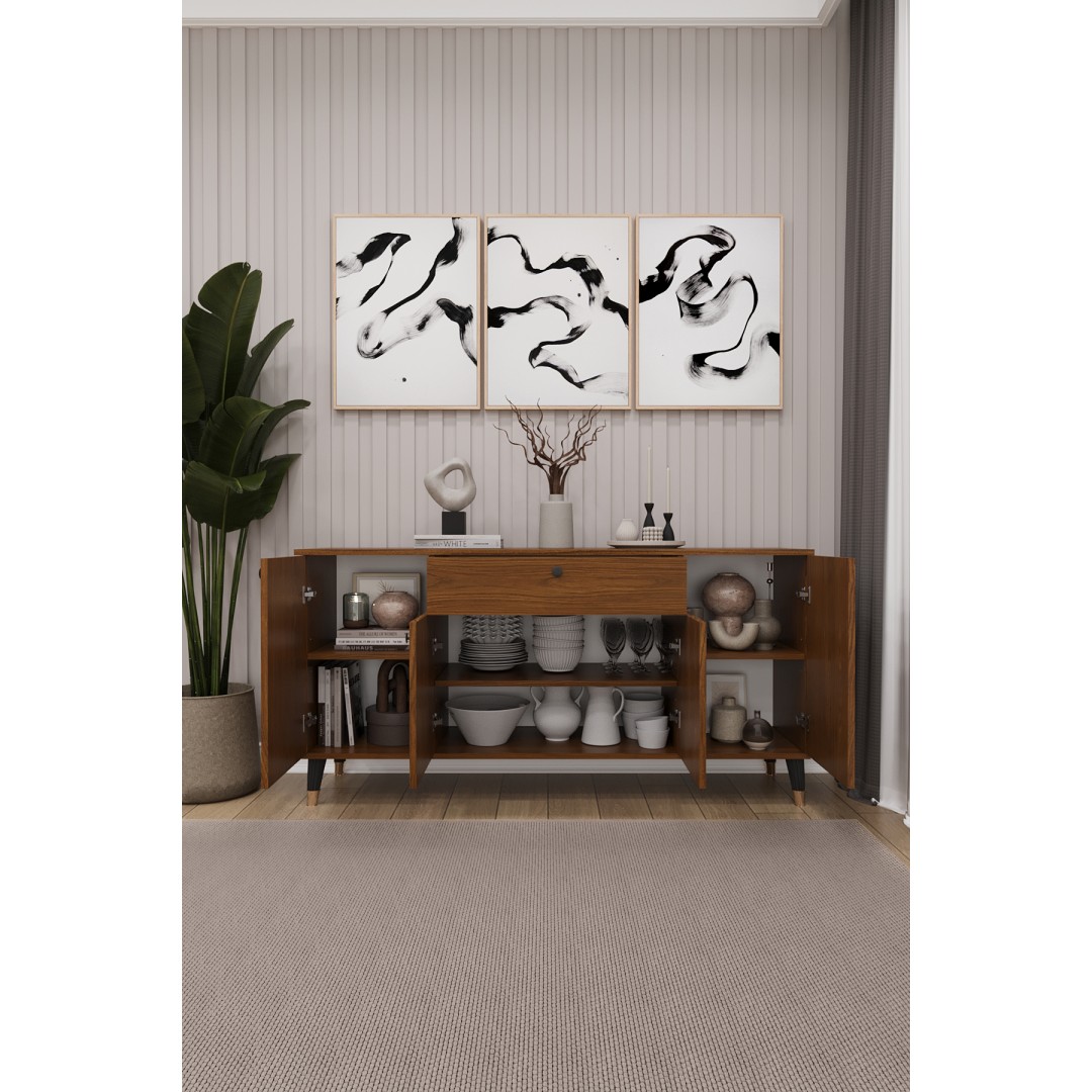 Çekmeceli Modern Konsol – 4 Kapaklı Dolap Salon & Yemek Odası Büfesi KNSL-03 Çekmeceli Modern Konsol – 4 Kapaklı Dolap Salon & Yemek Odası Büfesi KNSL-03