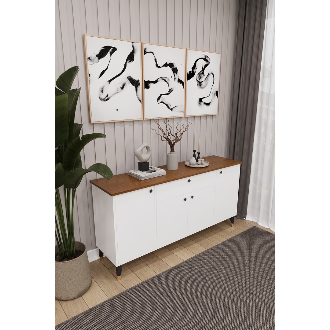 Çekmeceli Modern Konsol – 4 Kapaklı Dolap Salon & Yemek Odası Büfesi KNSL-03 Çekmeceli Modern Konsol – 4 Kapaklı Dolap Salon & Yemek Odası Büfesi KNSL-03