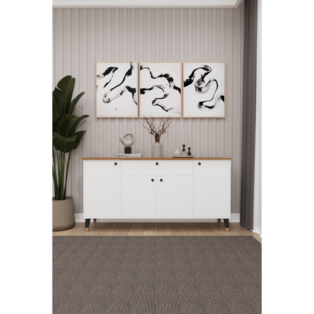 Çekmeceli Modern Konsol – 4 Kapaklı Dolap Salon & Yemek Odası Büfesi KNSL-03 Çekmeceli Modern Konsol – 4 Kapaklı Dolap Salon & Yemek Odası Büfesi KNSL-03