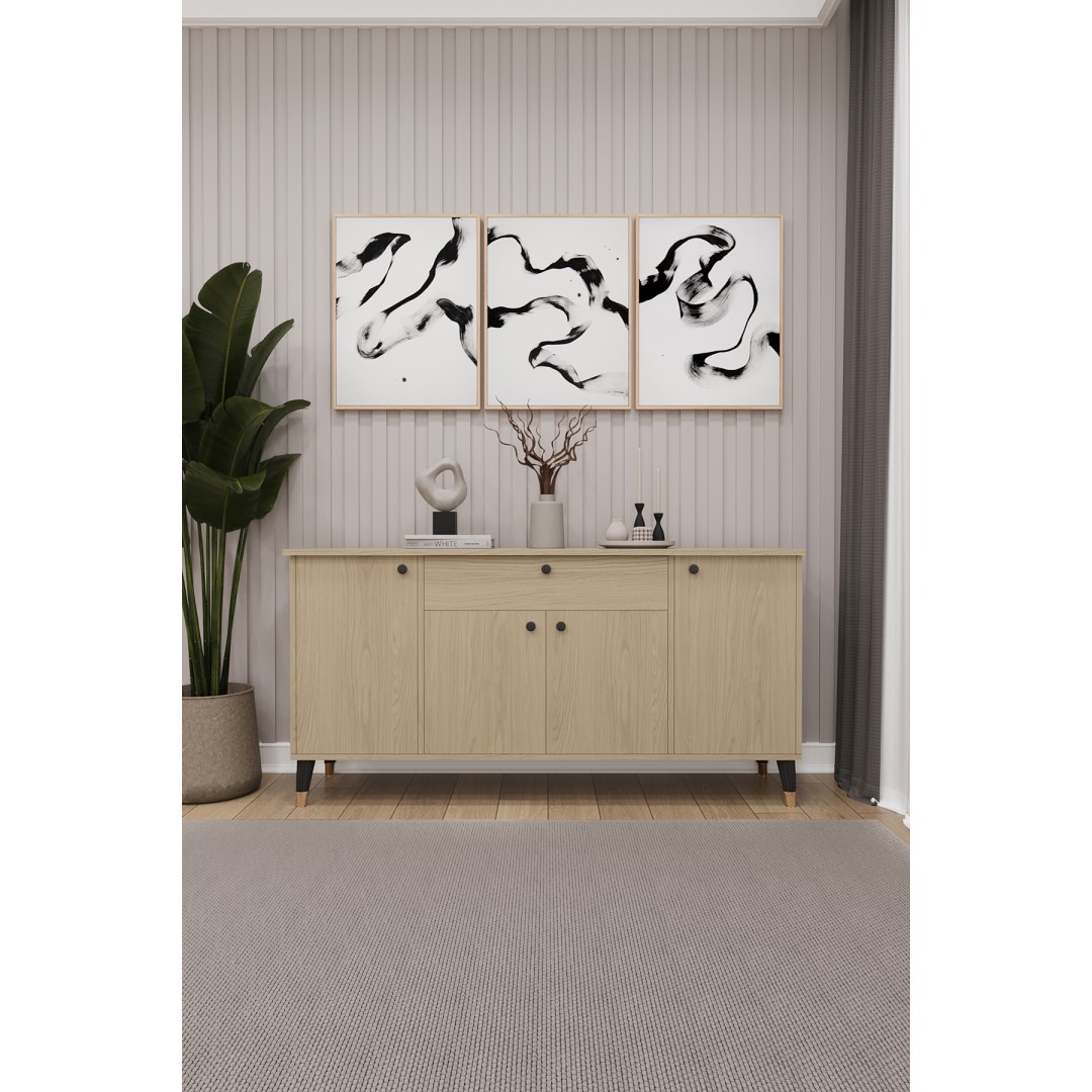 Çekmeceli Modern Konsol – 4 Kapaklı Dolap Salon & Yemek Odası Büfesi KNSL-03 Çekmeceli Modern Konsol – 4 Kapaklı Dolap Salon & Yemek Odası Büfesi KNSL-03