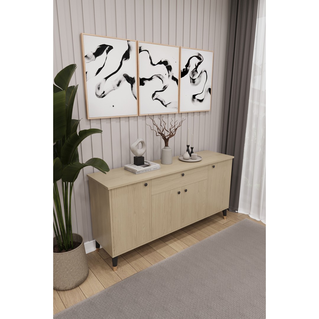 Çekmeceli Modern Konsol – 4 Kapaklı Dolap Salon & Yemek Odası Büfesi KNSL-03 Çekmeceli Modern Konsol – 4 Kapaklı Dolap Salon & Yemek Odası Büfesi KNSL-03