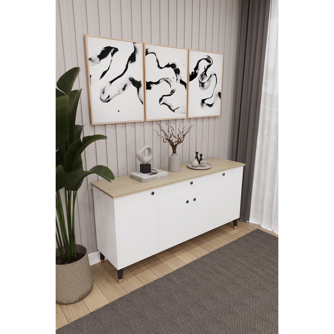 Çekmeceli Modern Konsol – 4 Kapaklı Dolap Salon & Yemek Odası Büfesi KNSL-03 Çekmeceli Modern Konsol – 4 Kapaklı Dolap Salon & Yemek Odası Büfesi KNSL-03