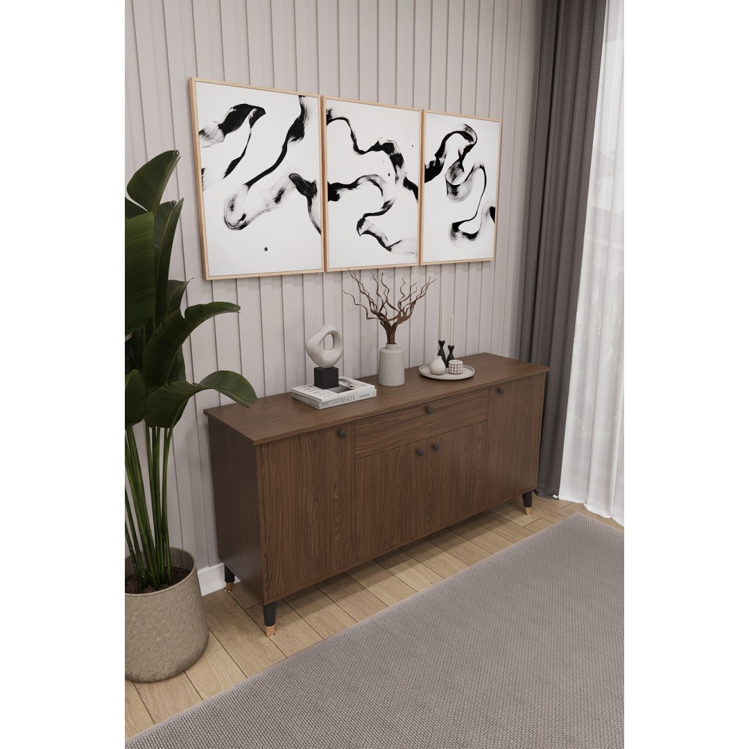 Çekmeceli Modern Konsol – 4 Kapaklı Dolap Salon & Yemek Odası Büfesi KNSL-03 Çekmeceli Modern Konsol – 4 Kapaklı Dolap Salon & Yemek Odası Büfesi KNSL-03