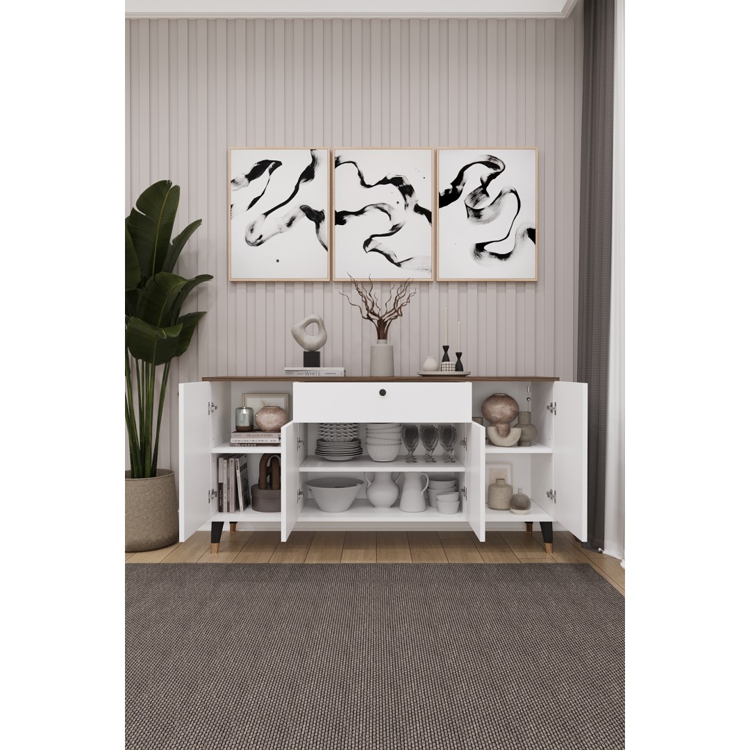 Çekmeceli Modern Konsol – 4 Kapaklı Dolap Salon & Yemek Odası Büfesi KNSL-03 Çekmeceli Modern Konsol – 4 Kapaklı Dolap Salon & Yemek Odası Büfesi KNSL-03