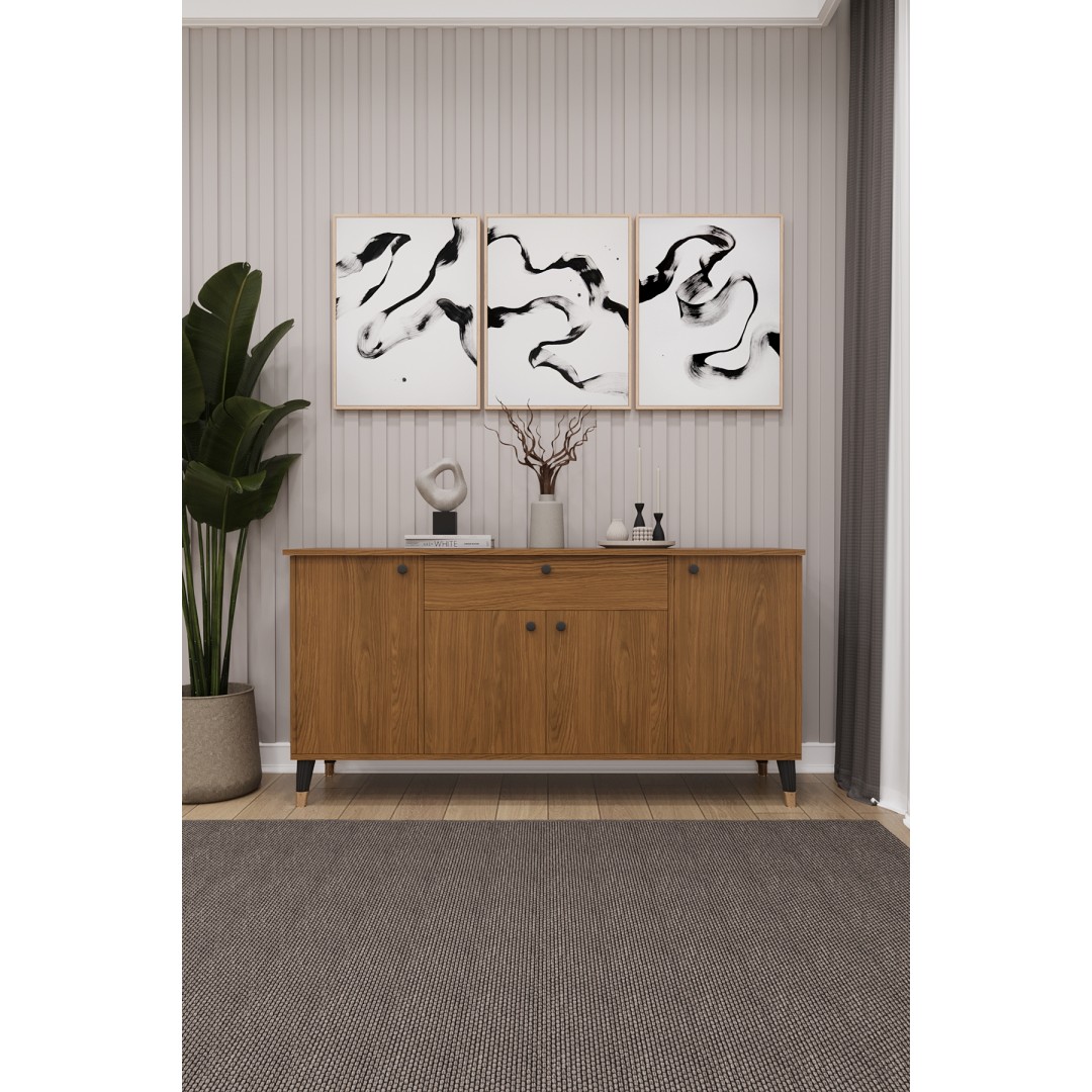 Çekmeceli Modern Konsol – 4 Kapaklı Dolap Salon & Yemek Odası Büfesi KNSL-03 Çekmeceli Modern Konsol – 4 Kapaklı Dolap Salon & Yemek Odası Büfesi KNSL-03