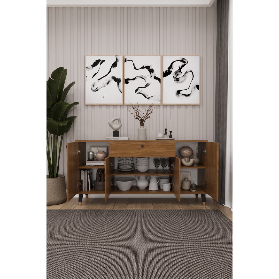 Çekmeceli Modern Konsol – 4 Kapaklı Dolap Salon & Yemek Odası Büfesi KNSL-03 Çekmeceli Modern Konsol – 4 Kapaklı Dolap Salon & Yemek Odası Büfesi KNSL-03