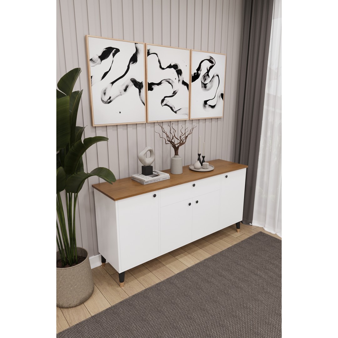 Çekmeceli Modern Konsol – 4 Kapaklı Dolap Salon & Yemek Odası Büfesi KNSL-03 Çekmeceli Modern Konsol – 4 Kapaklı Dolap Salon & Yemek Odası Büfesi KNSL-03