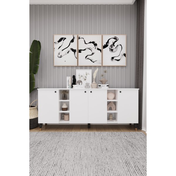Geniş Konsol - Modern Büfe Dolap - 4 Kapaklı Şık Tasarım Salon ve Yemek Odası Ünitesi KNSL-05 Geniş Konsol - Modern Büfe Dolap - 4 Kapaklı Şık Tasarım Salon ve Yemek Odası Ünitesi KNSL-05