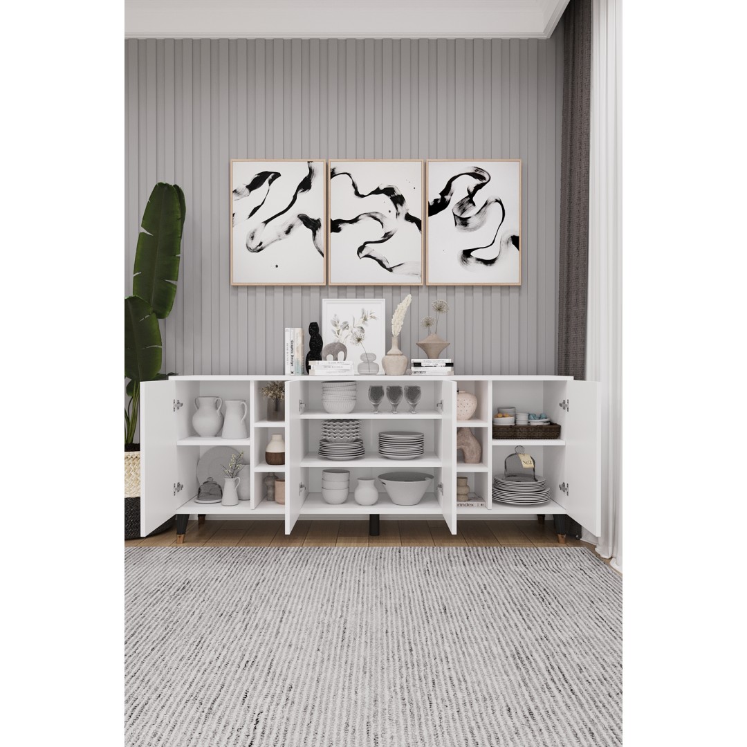 Geniş Konsol - Modern Büfe Dolap - 4 Kapaklı Şık Tasarım Salon ve Yemek Odası Ünitesi KNSL-05 Geniş Konsol - Modern Büfe Dolap - 4 Kapaklı Şık Tasarım Salon ve Yemek Odası Ünitesi KNSL-05