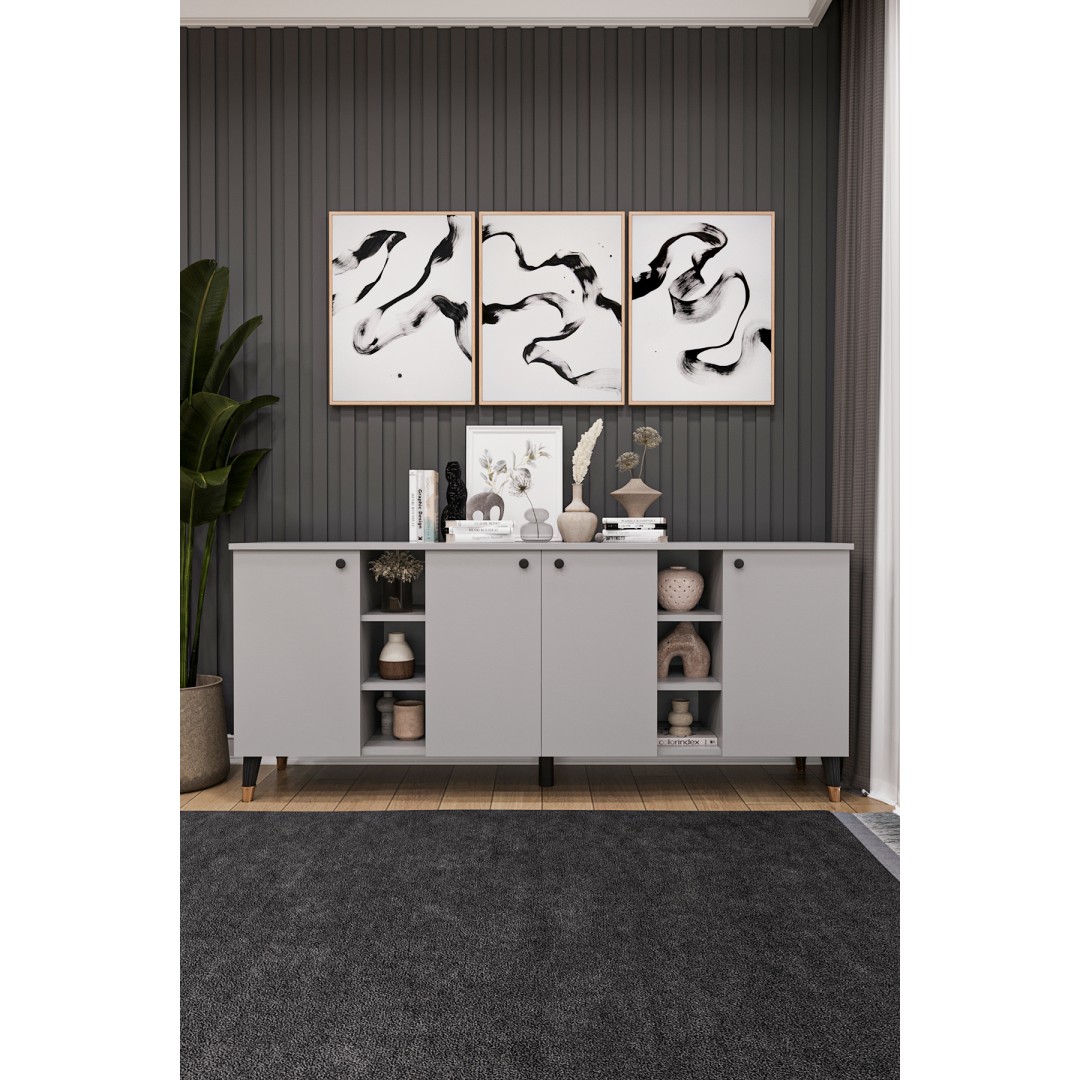 Geniş Konsol - Modern Büfe Dolap - 4 Kapaklı Şık Tasarım Salon ve Yemek Odası Ünitesi KNSL-05 Geniş Konsol - Modern Büfe Dolap - 4 Kapaklı Şık Tasarım Salon ve Yemek Odası Ünitesi KNSL-05