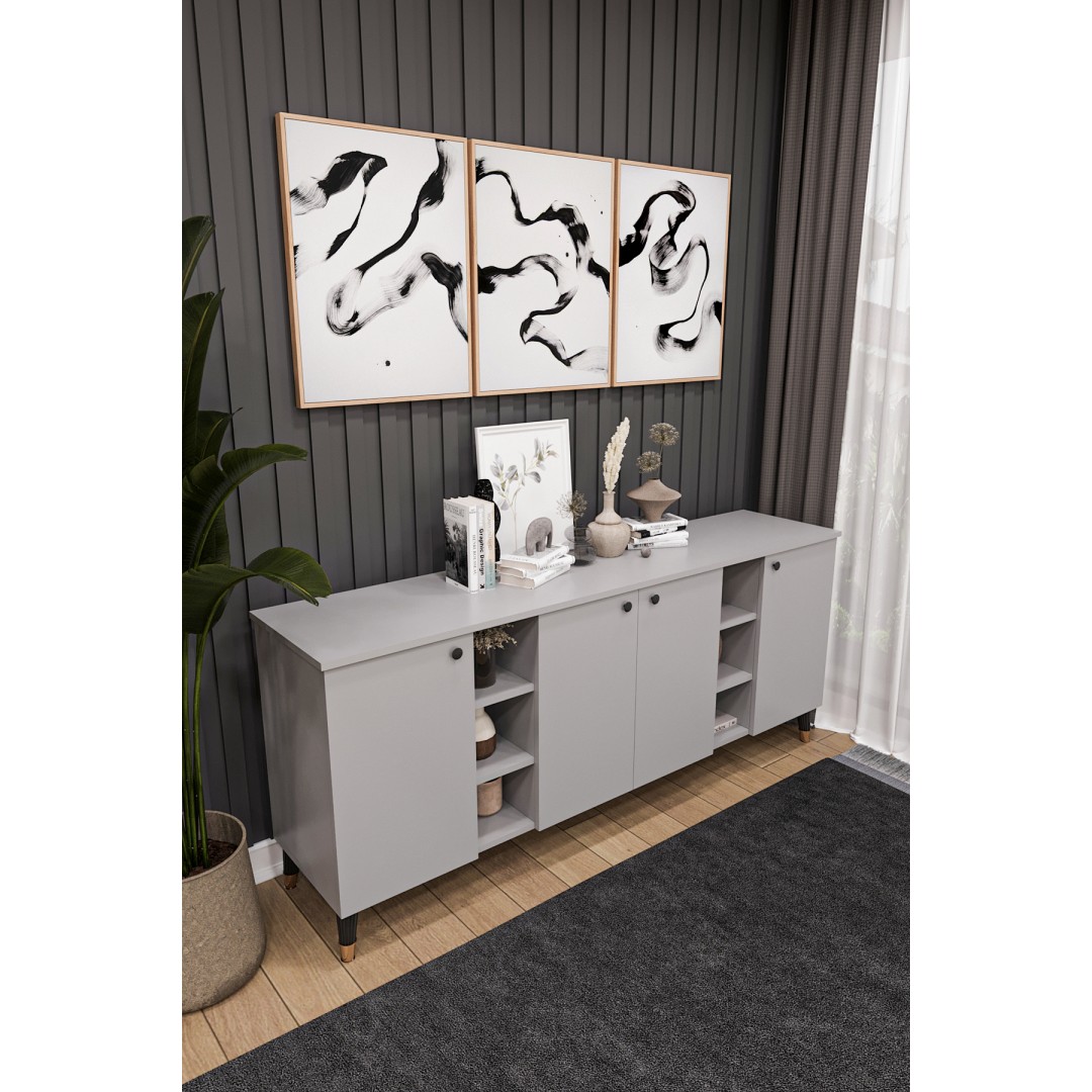Geniş Konsol - Modern Büfe Dolap - 4 Kapaklı Şık Tasarım Salon ve Yemek Odası Ünitesi KNSL-05 Geniş Konsol - Modern Büfe Dolap - 4 Kapaklı Şık Tasarım Salon ve Yemek Odası Ünitesi KNSL-05