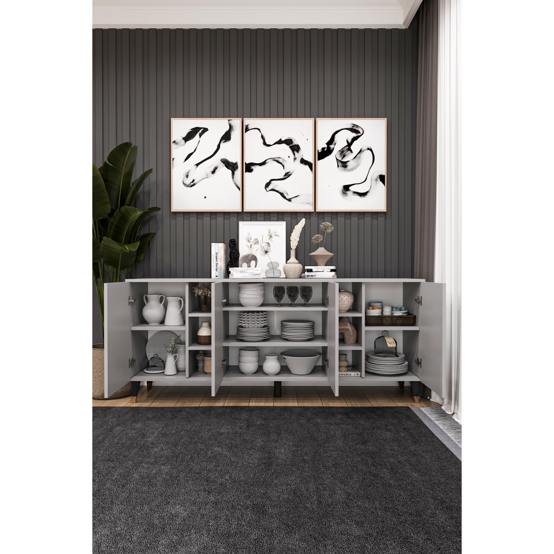 Geniş Konsol - Modern Büfe Dolap - 4 Kapaklı Şık Tasarım Salon ve Yemek Odası Ünitesi KNSL-05 Geniş Konsol - Modern Büfe Dolap - 4 Kapaklı Şık Tasarım Salon ve Yemek Odası Ünitesi KNSL-05