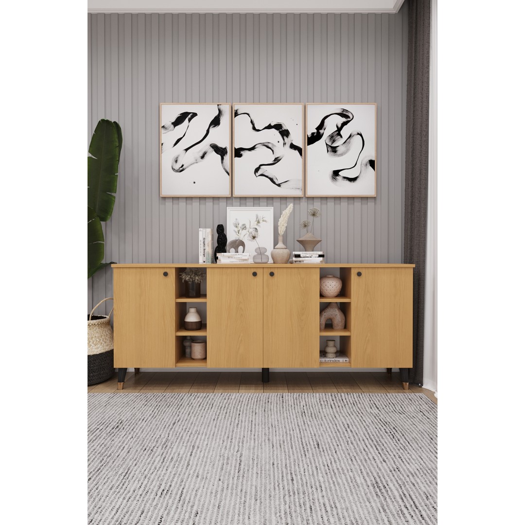 Geniş Konsol - Modern Büfe Dolap - 4 Kapaklı Şık Tasarım Salon ve Yemek Odası Ünitesi KNSL-05 Geniş Konsol - Modern Büfe Dolap - 4 Kapaklı Şık Tasarım Salon ve Yemek Odası Ünitesi KNSL-05