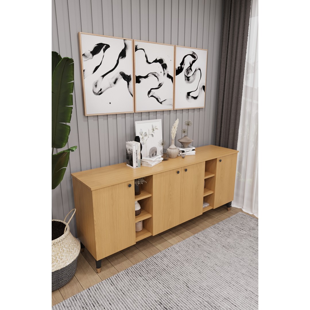 Geniş Konsol - Modern Büfe Dolap - 4 Kapaklı Şık Tasarım Salon ve Yemek Odası Ünitesi KNSL-05 Geniş Konsol - Modern Büfe Dolap - 4 Kapaklı Şık Tasarım Salon ve Yemek Odası Ünitesi KNSL-05