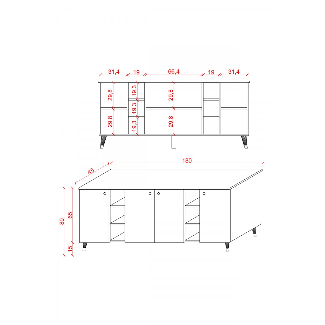 Geniş Konsol - Modern Büfe Dolap - 4 Kapaklı Şık Tasarım Salon ve Yemek Odası Ünitesi KNSL-05 Geniş Konsol - Modern Büfe Dolap - 4 Kapaklı Şık Tasarım Salon ve Yemek Odası Ünitesi KNSL-05