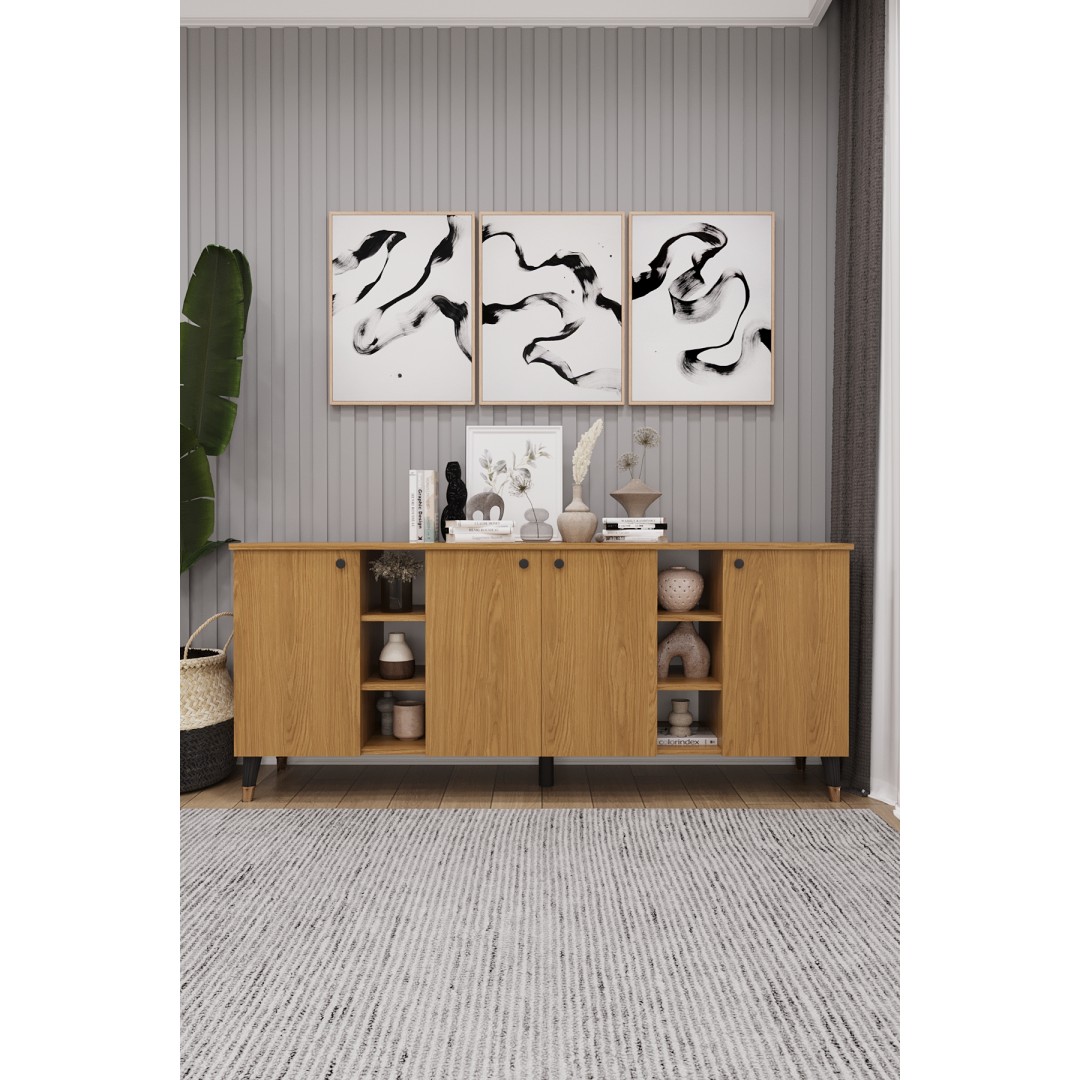 Geniş Konsol - Modern Büfe Dolap - 4 Kapaklı Şık Tasarım Salon ve Yemek Odası Ünitesi KNSL-05 Geniş Konsol - Modern Büfe Dolap - 4 Kapaklı Şık Tasarım Salon ve Yemek Odası Ünitesi KNSL-05