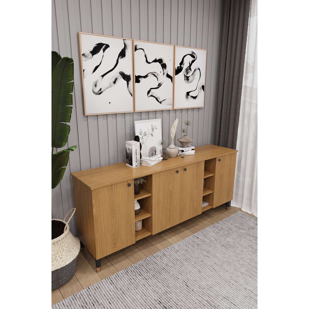 Geniş Konsol - Modern Büfe Dolap - 4 Kapaklı Şık Tasarım Salon ve Yemek Odası Ünitesi KNSL-05 Geniş Konsol - Modern Büfe Dolap - 4 Kapaklı Şık Tasarım Salon ve Yemek Odası Ünitesi KNSL-05