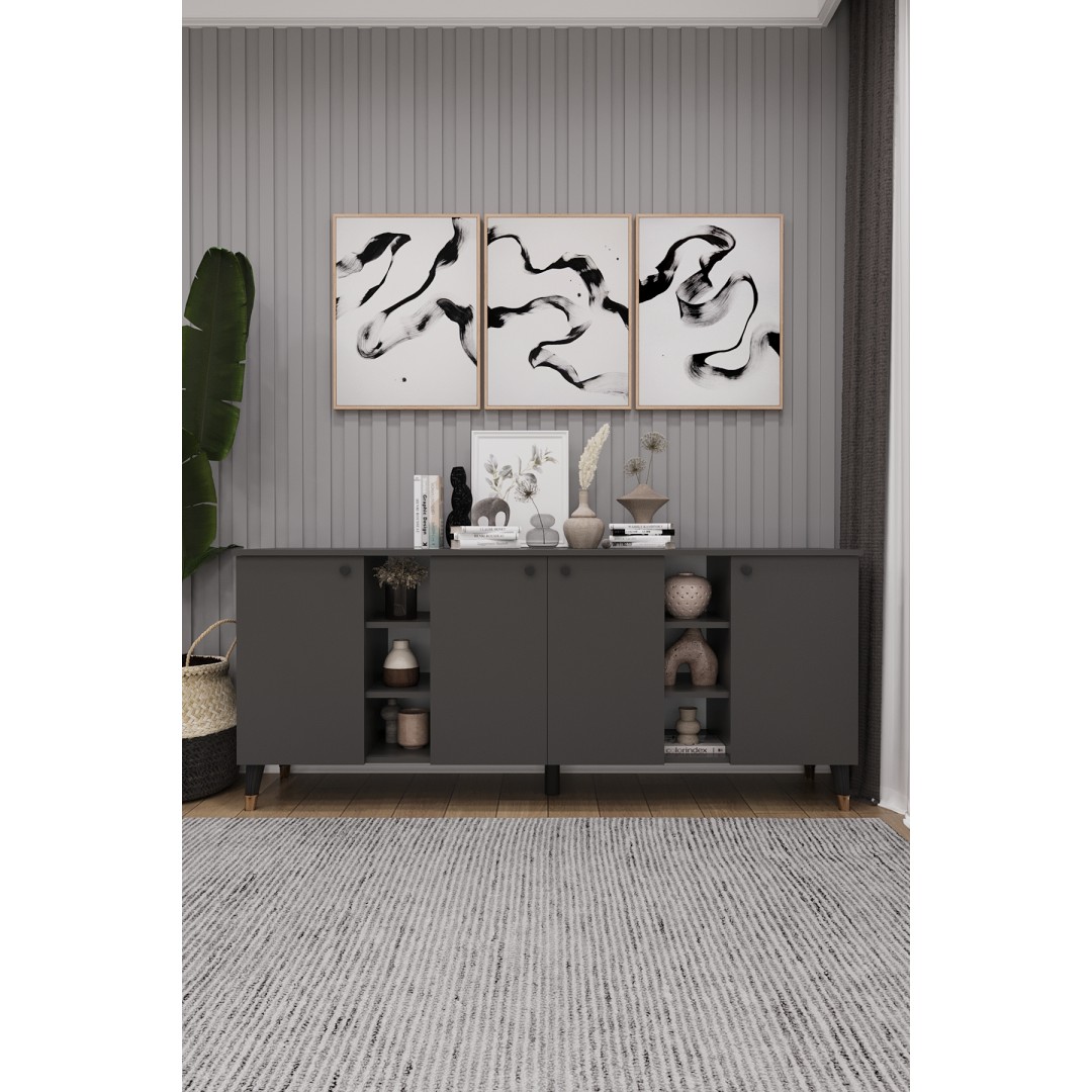 Geniş Konsol - Modern Büfe Dolap - 4 Kapaklı Şık Tasarım Salon ve Yemek Odası Ünitesi KNSL-05 Geniş Konsol - Modern Büfe Dolap - 4 Kapaklı Şık Tasarım Salon ve Yemek Odası Ünitesi KNSL-05