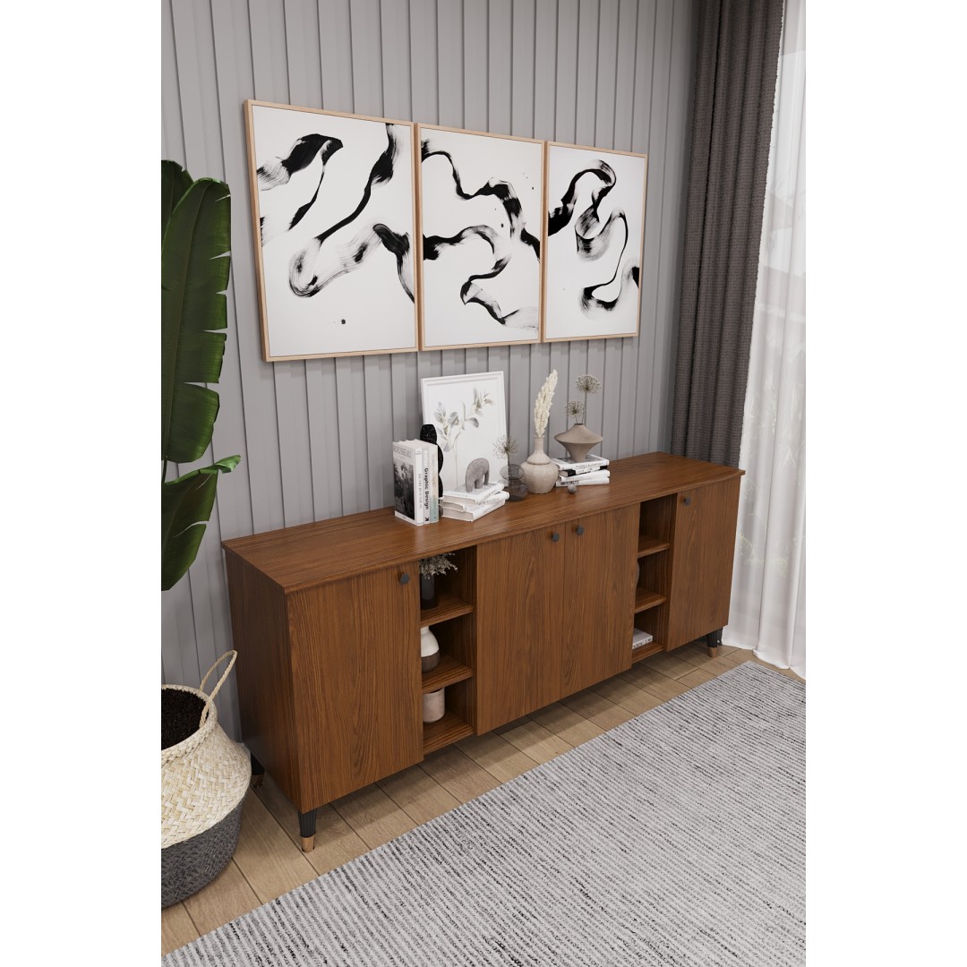 Geniş Konsol - Modern Büfe Dolap - 4 Kapaklı Şık Tasarım Salon ve Yemek Odası Ünitesi KNSL-05 Geniş Konsol - Modern Büfe Dolap - 4 Kapaklı Şık Tasarım Salon ve Yemek Odası Ünitesi KNSL-05