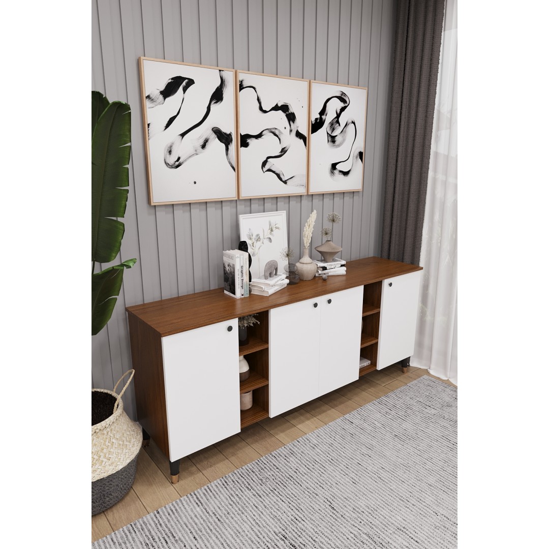 Geniş Konsol - Modern Büfe Dolap - 4 Kapaklı Şık Tasarım Salon ve Yemek Odası Ünitesi KNSL-05 Geniş Konsol - Modern Büfe Dolap - 4 Kapaklı Şık Tasarım Salon ve Yemek Odası Ünitesi KNSL-05