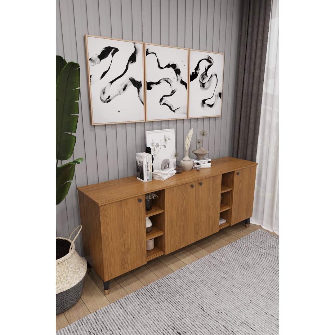 Geniş Konsol - Modern Büfe Dolap - 4 Kapaklı Şık Tasarım Salon ve Yemek Odası Ünitesi KNSL-05 Geniş Konsol - Modern Büfe Dolap - 4 Kapaklı Şık Tasarım Salon ve Yemek Odası Ünitesi KNSL-05
