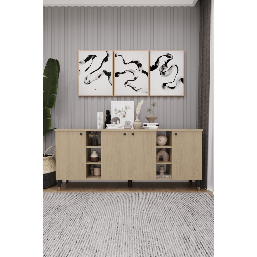 Geniş Konsol - Modern Büfe Dolap - 4 Kapaklı Şık Tasarım Salon ve Yemek Odası Ünitesi KNSL-05 Geniş Konsol - Modern Büfe Dolap - 4 Kapaklı Şık Tasarım Salon ve Yemek Odası Ünitesi KNSL-05