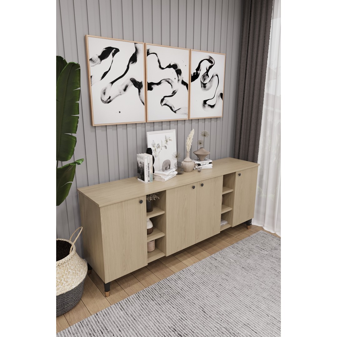 Geniş Konsol - Modern Büfe Dolap - 4 Kapaklı Şık Tasarım Salon ve Yemek Odası Ünitesi KNSL-05 Geniş Konsol - Modern Büfe Dolap - 4 Kapaklı Şık Tasarım Salon ve Yemek Odası Ünitesi KNSL-05