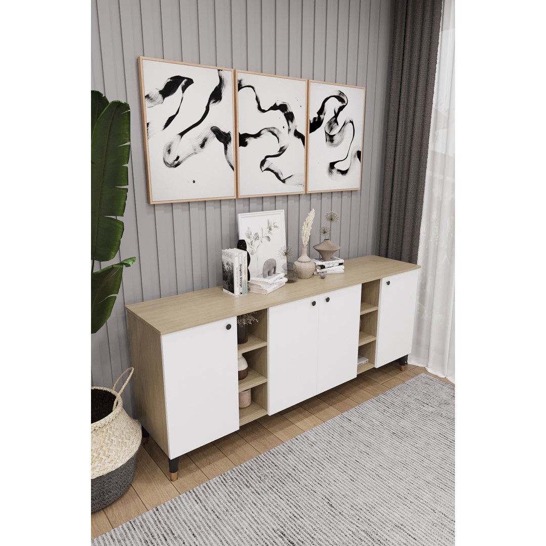 Geniş Konsol - Modern Büfe Dolap - 4 Kapaklı Şık Tasarım Salon ve Yemek Odası Ünitesi KNSL-05 Geniş Konsol - Modern Büfe Dolap - 4 Kapaklı Şık Tasarım Salon ve Yemek Odası Ünitesi KNSL-05