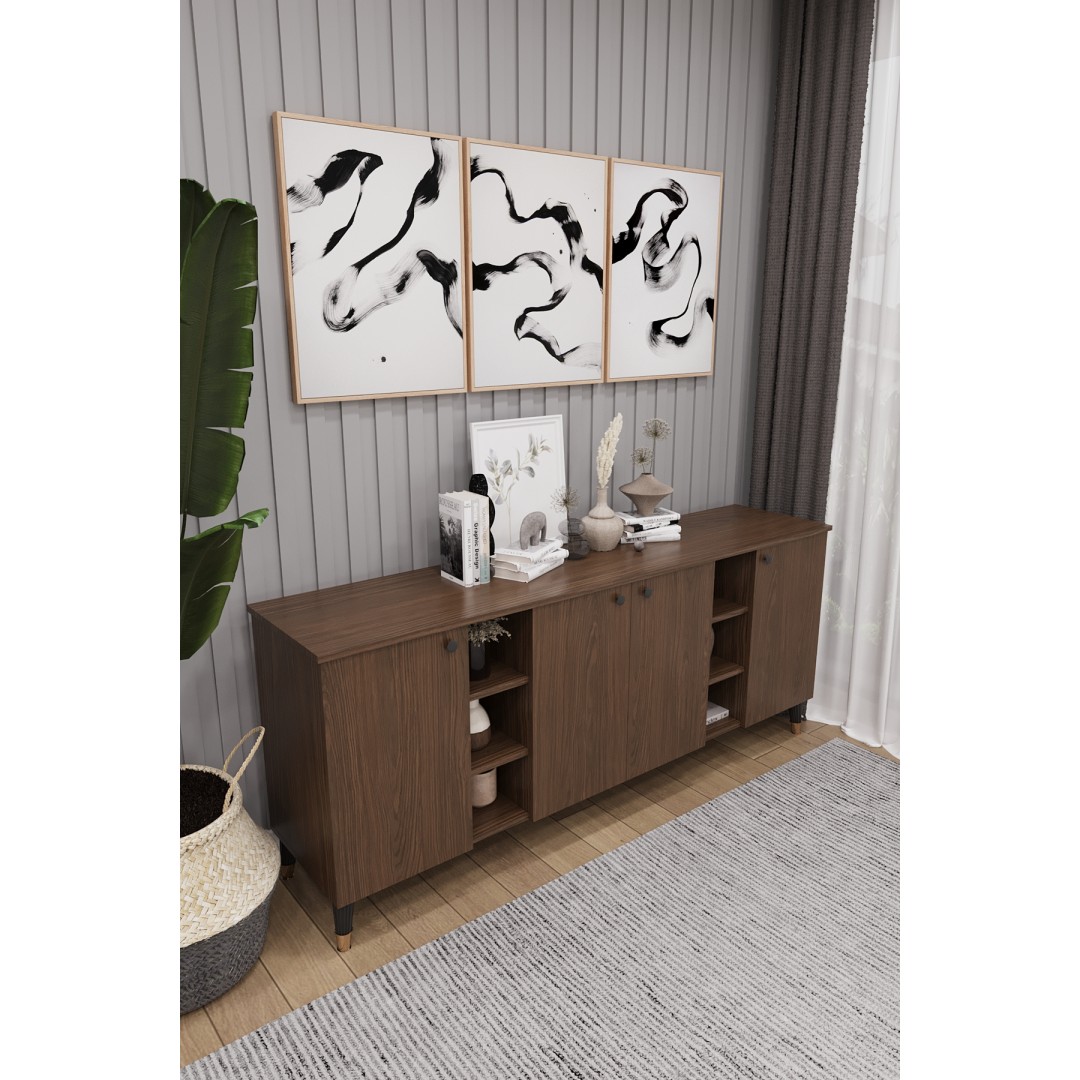 Geniş Konsol - Modern Büfe Dolap - 4 Kapaklı Şık Tasarım Salon ve Yemek Odası Ünitesi KNSL-05 Geniş Konsol - Modern Büfe Dolap - 4 Kapaklı Şık Tasarım Salon ve Yemek Odası Ünitesi KNSL-05