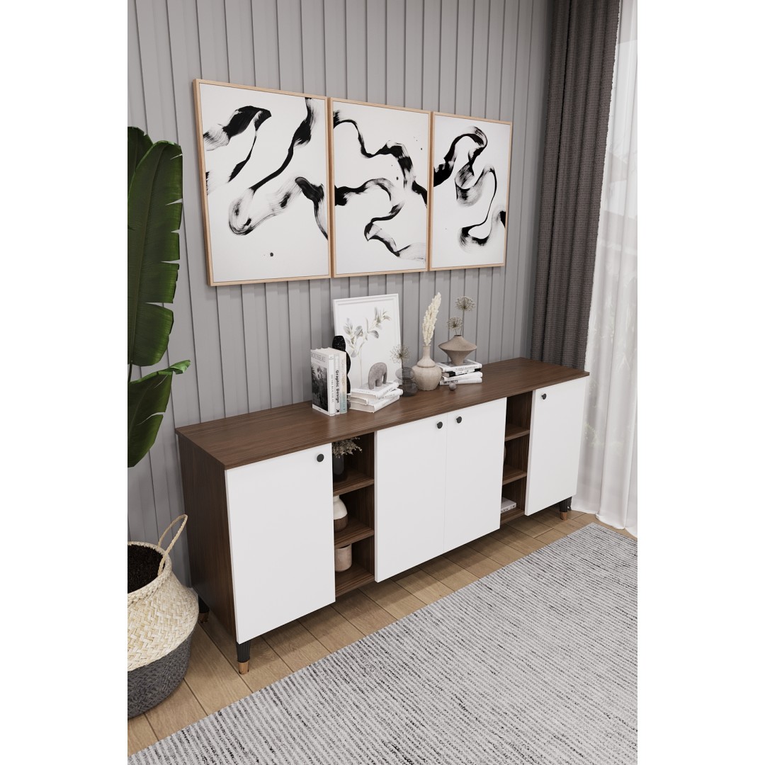 Geniş Konsol - Modern Büfe Dolap - 4 Kapaklı Şık Tasarım Salon ve Yemek Odası Ünitesi KNSL-05 Geniş Konsol - Modern Büfe Dolap - 4 Kapaklı Şık Tasarım Salon ve Yemek Odası Ünitesi KNSL-05