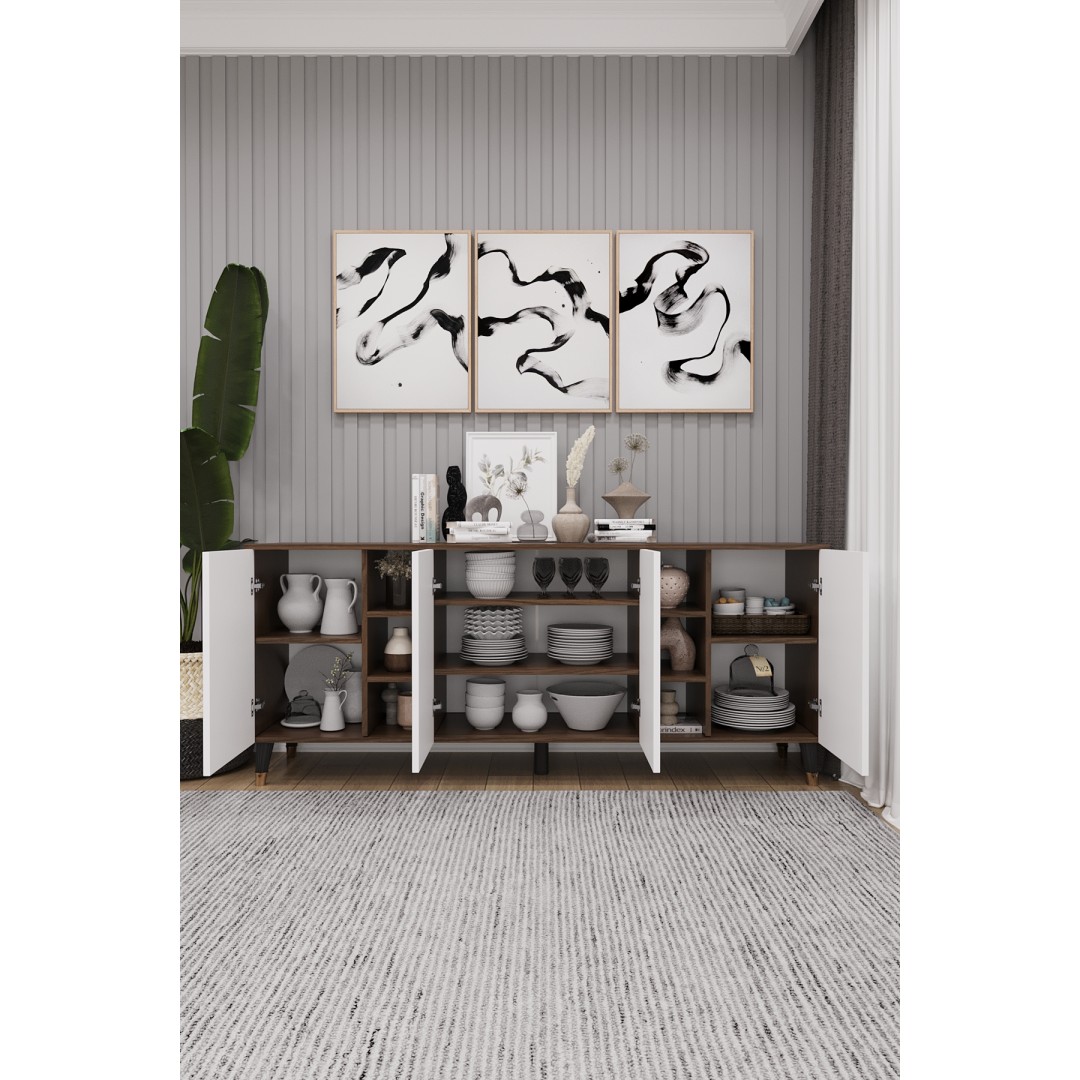 Geniş Konsol - Modern Büfe Dolap - 4 Kapaklı Şık Tasarım Salon ve Yemek Odası Ünitesi KNSL-05 Geniş Konsol - Modern Büfe Dolap - 4 Kapaklı Şık Tasarım Salon ve Yemek Odası Ünitesi KNSL-05