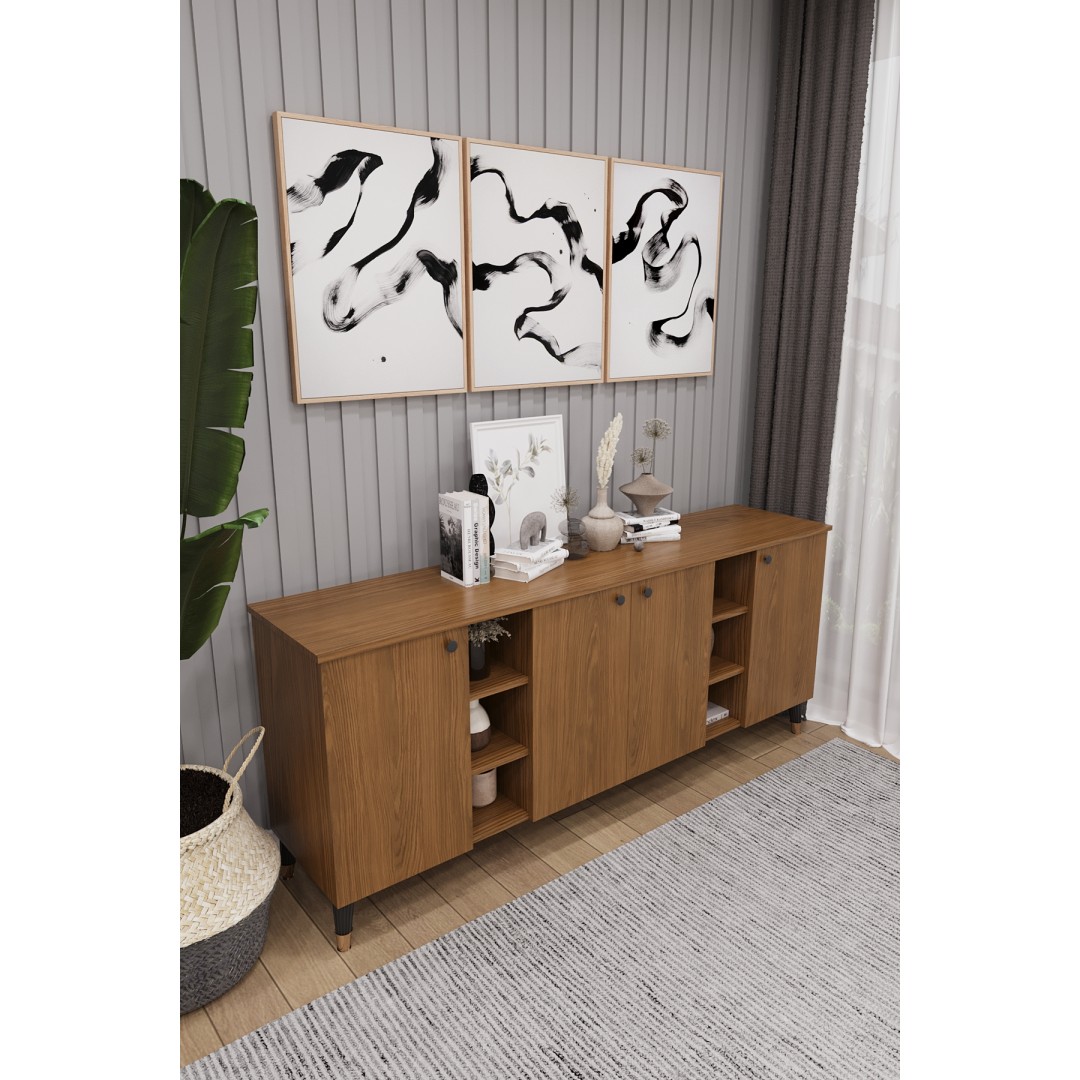 Geniş Konsol - Modern Büfe Dolap - 4 Kapaklı Şık Tasarım Salon ve Yemek Odası Ünitesi KNSL-05 Geniş Konsol - Modern Büfe Dolap - 4 Kapaklı Şık Tasarım Salon ve Yemek Odası Ünitesi KNSL-05