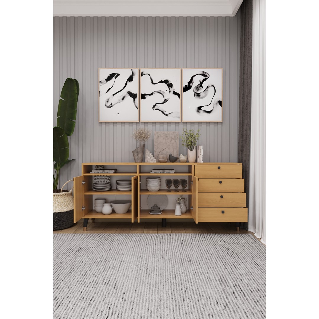 Modern Konsol ve TV Ünitesi 4 Çekmeceli, 4 Kapaklı, Depolama Alanı, Çok Amaçlı Dolap Büfe KNSL-06 Modern Konsol ve TV Ünitesi 4 Çekmeceli, 4 Kapaklı, Depolama Alanı, Çok Amaçlı Dolap Büfe KNSL-06